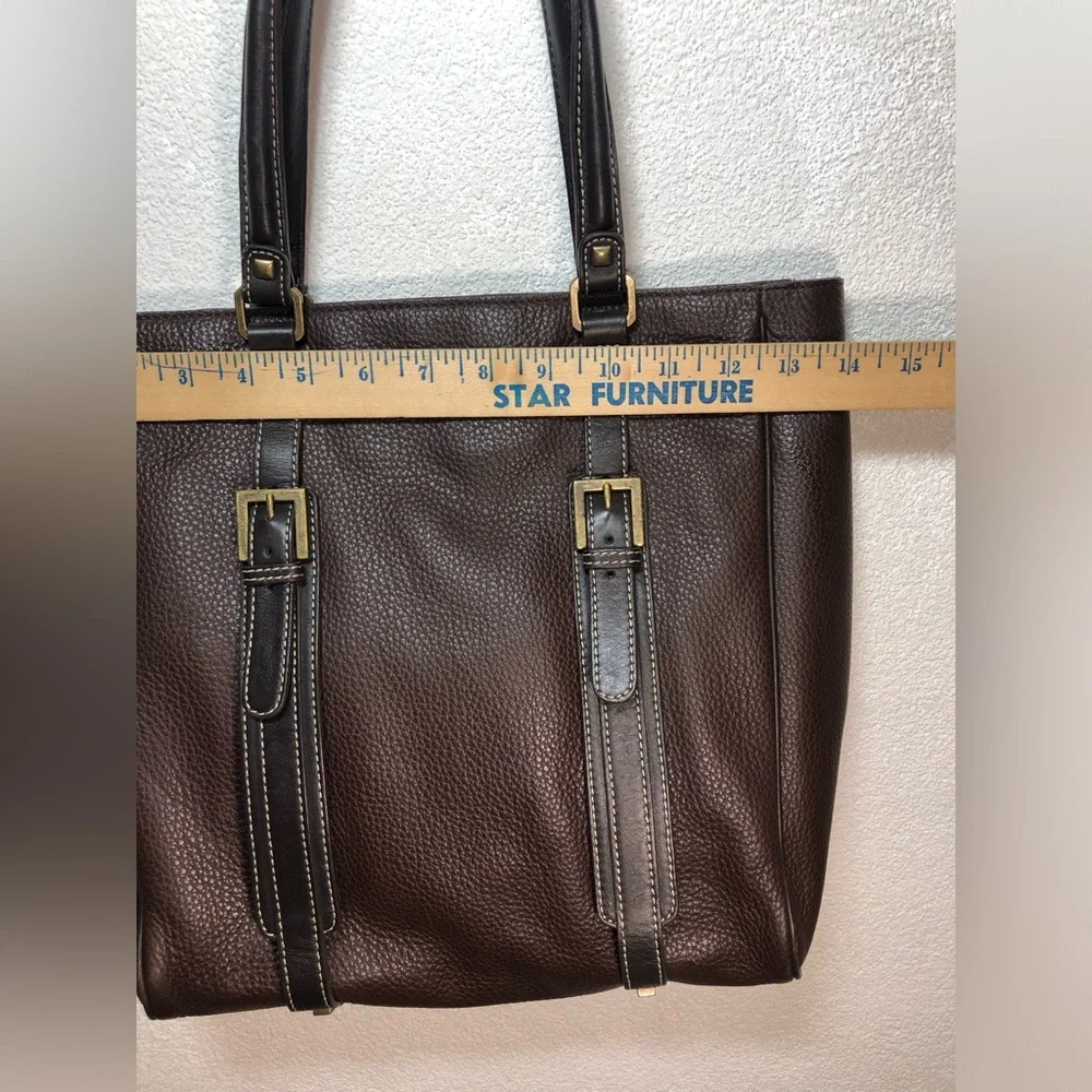 Adrienne Vittadini Dark Brown Leather Messenger Tote